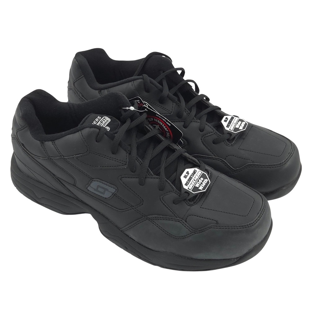 Skechers Felton Altair Work Sneakers Men 13 EXTRA WIDE Black Slip Resistant NEW